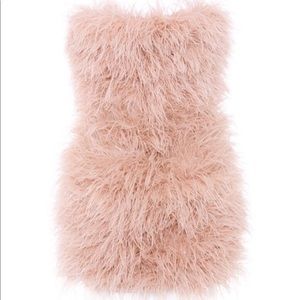 ‘Shira’ BLUSH boned strapless feather dress